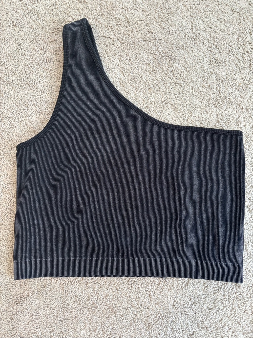 JoyLab Asymmetric One-Shoulder Ribbed Crop Top, Black, Women’s Medium/Large